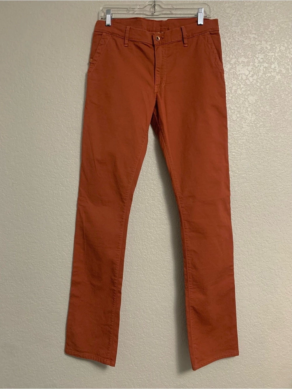 Raleigh Denim Pants Mens 31x33 Jones Canvas Chino Straight Stretch Rust Preppy